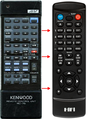Replacement remote control for Kenwood RC-75