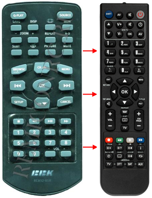 Replacement remote control for Bbk RC032-01R