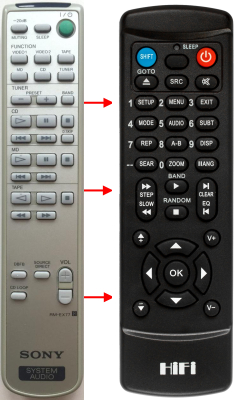 Replacement remote control for Sony RM-EX77