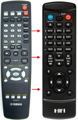 Replacement remote control for Yamaha DVD14
