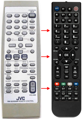 Erstatnings-fjernbetjening til  JVC RM-SUXS59R