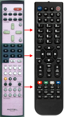 Replacement remote control for Rotel RR-AT97