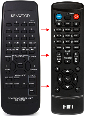 Control remoto de sustitución para Kenwood KRF-A4030