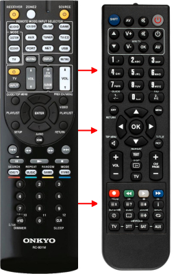 Replacement remote control for Onkyo TX-NR509