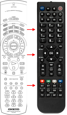 Replacement remote for Onkyo RC391M, DTR5, 24140391, TXDS575