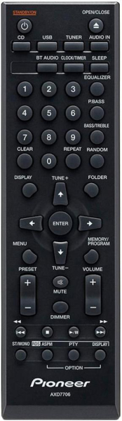 Replacement remote control for Pioneer AXD7534