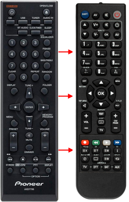 Replacement remote control for Pioneer AXD7534