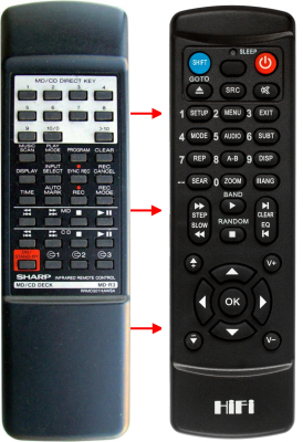 Replacement remote control for Sharp MD-R2