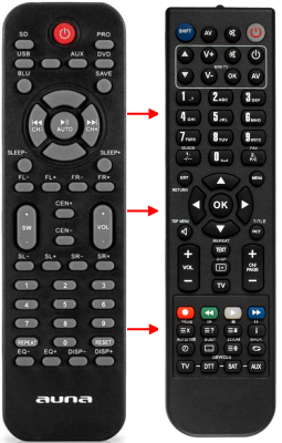 Replacement remote control for Auna 10006335