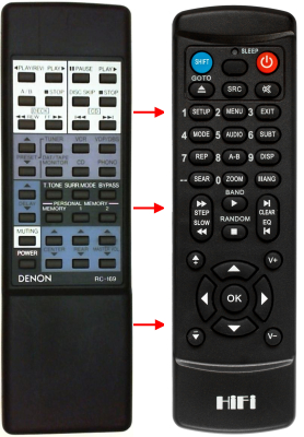 Replacement remote control for Denon RC-169