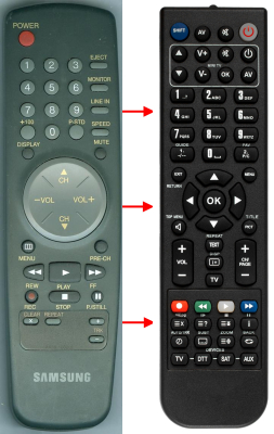 Replacement remote for Samsung CXE1331, TVN5054, CXF0932, CXJ0932