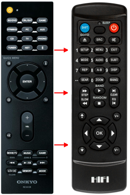 Replacement remote control for Onkyo RC-911R