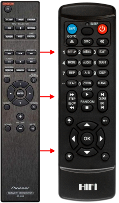 Replacement remote control for Pioneer X-HM76