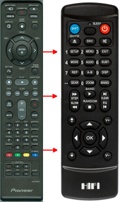 Replacement remote control for Pioneer AXD7602