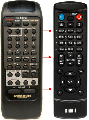 Replacement remote control for Technics RAK-CH219WH