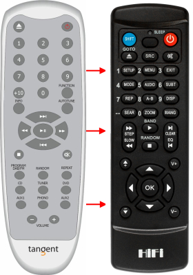 Replacement remote control for Tangent AMP100