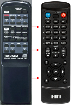 Replacement remote control for Tascam CDA-500