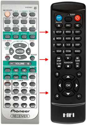 Replacement remote control for Pioneer XXD3067