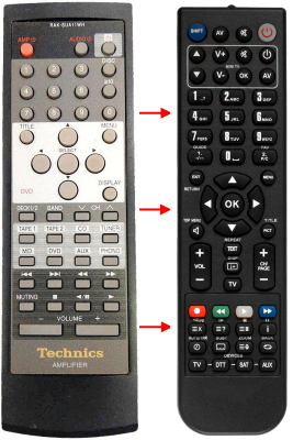 Replacement remote control for Technics RAK-SUA11WH