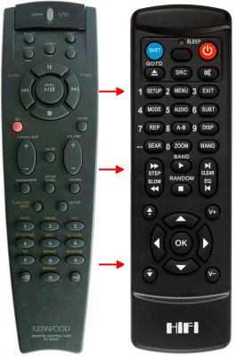 Replacement remote control for Kenwood KRFV8010D