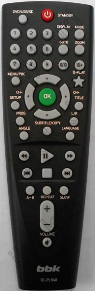 Replacement remote control for Bbk RC-PL948