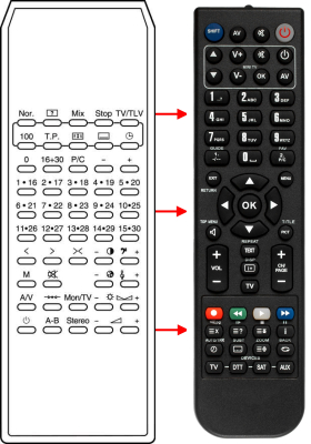 Replacement remote control for JVC AV F230
