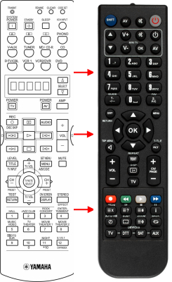 Replacement remote for Yamaha RAV237, WA163800