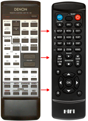 Replacement remote control for Denon DRA-635R
