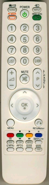 Replacement remote control for LG 22LV2520-ZA