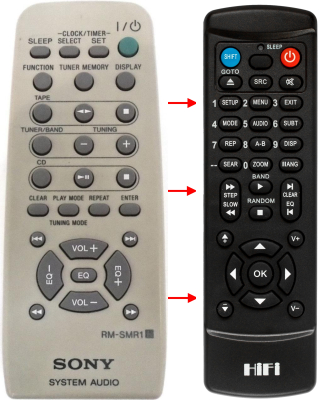 Replacement remote control for Sony RM-SMR1