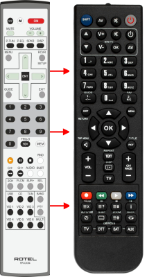 Replacement remote for Rotel RR-CX94, RSP1572, RSX1562