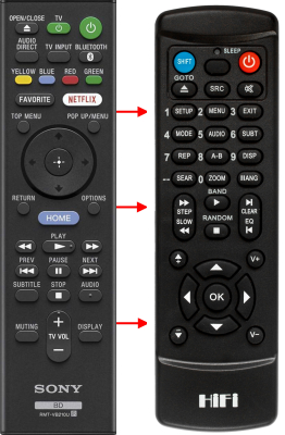 Replacement remote control for Sony RMT-VB210U