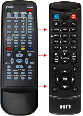 Replacement remote control for Audiola DVX2262D USB REC