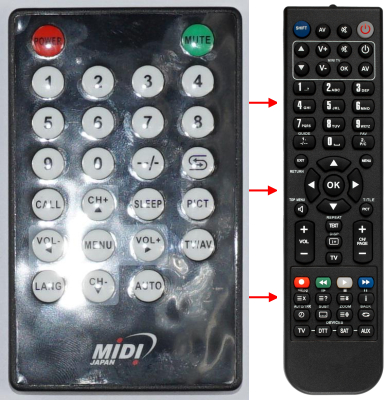 Replacement remote control for Midi MD-7550
