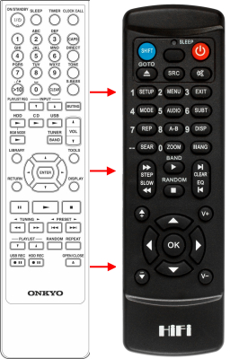 Replacement remote control for Onkyo RM-724S