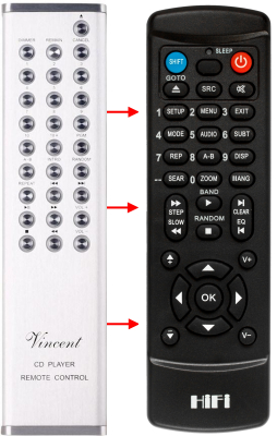 Replacement remote control for Vincent CD-S3