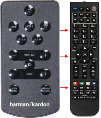 Replacement remote for Harman Kardon SB26, 060HSB26RM0, 06-0HSB26-RM0