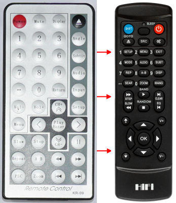 Replacement remote control for Midi ALL7DVD PORTATIL
