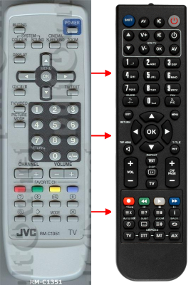 Replacement remote control for JVC RM-C1351 4B1