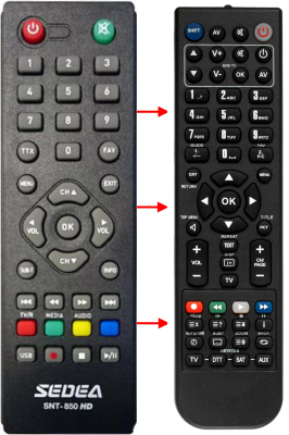 Replacement remote control for Sedea SNT850HD