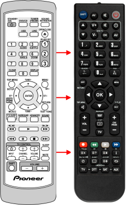 Replacement remote control for Pioneer XV-DV170
