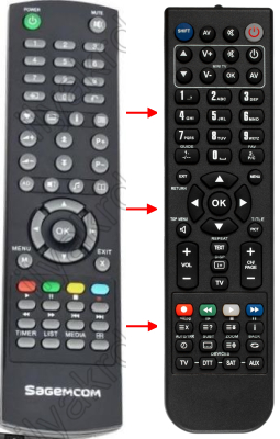 Replacement remote control for Sagem DT83HD
