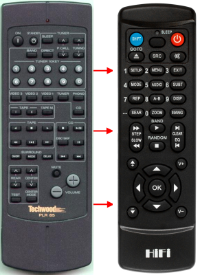 Replacement remote control for Techwood PLR85