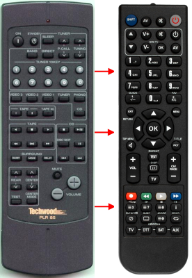 Replacement remote for Techwood PLS5385CH, 90W0047, PLS7485CH, PLS9485
