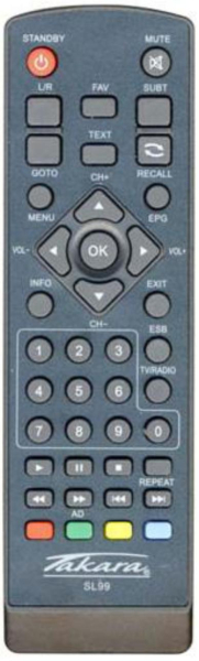 Replacement remote control for Fuego DVBT2