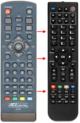 Replacement remote control for ABLEE 1358DVB-T2