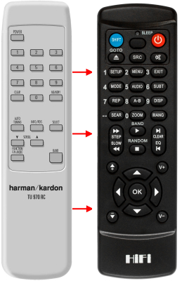 Replacement remote control for Harman Kardon TU970