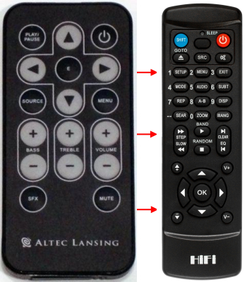 Replacement remote control for Altec Lansing IMV712