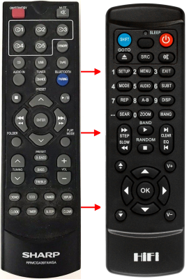 Replacement remote control for Sharp CD-BH950