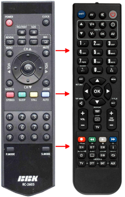 Replacement remote control for Bbk RC-2603